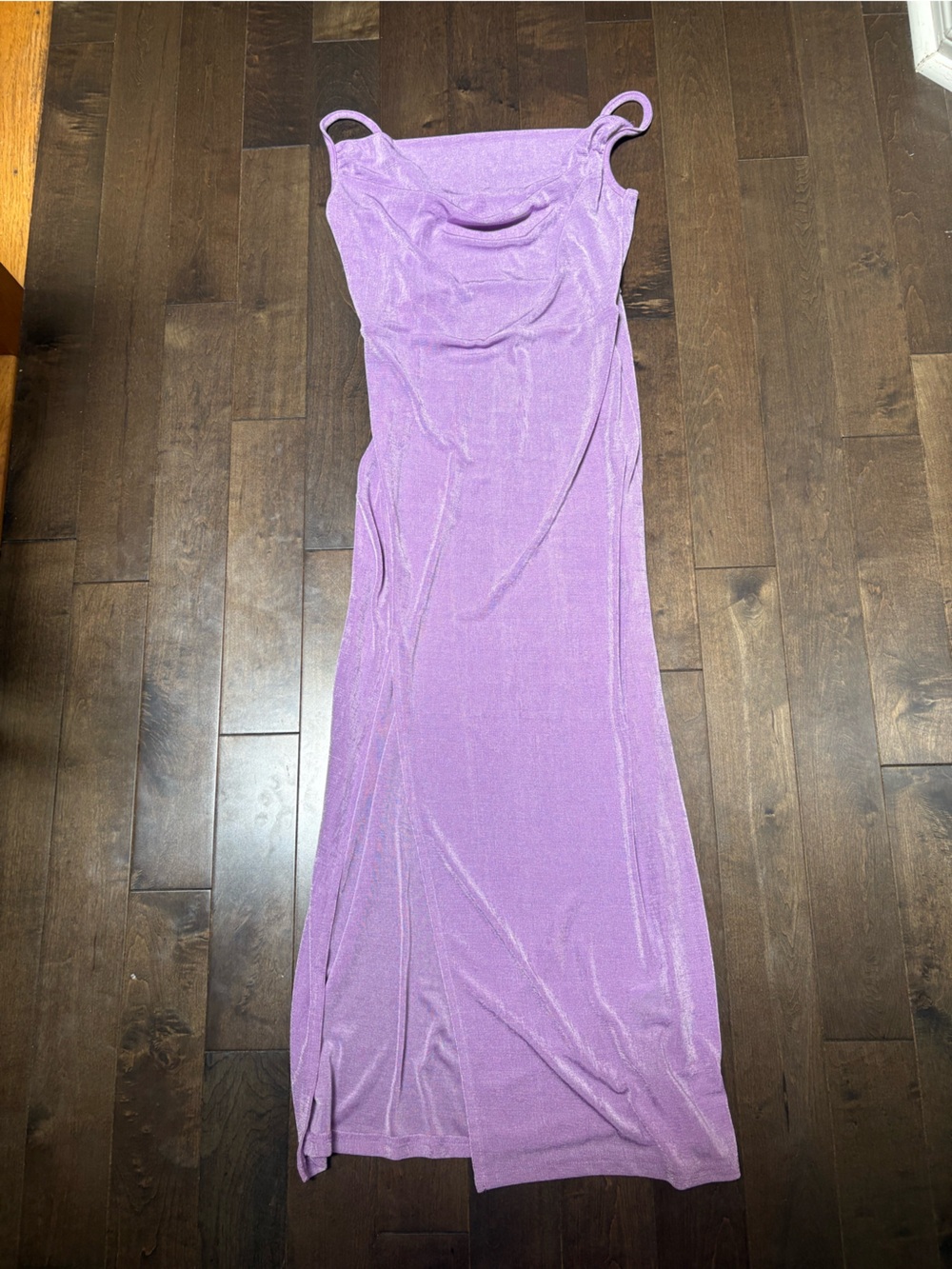 Cider Lavender Purple Satin Slip Maxi Dress with Slit